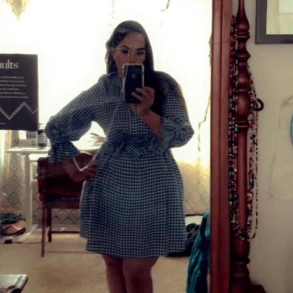 Blue Gingham Keyhole Dress